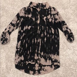 Tie dye silk shirt dress